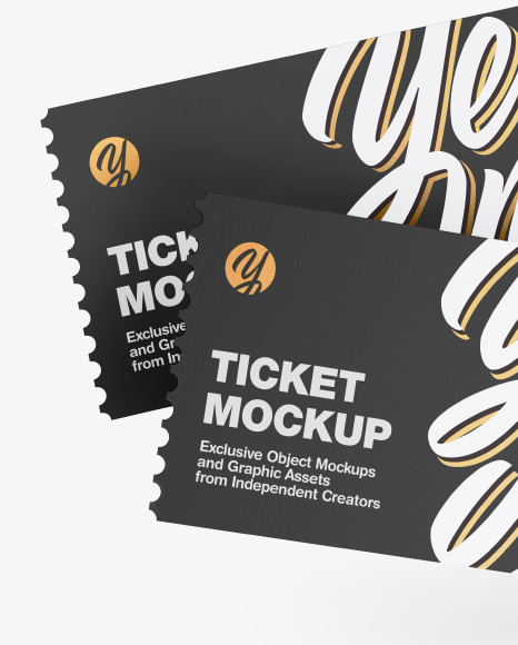 Download Two Tickets Mockup In Stationery Mockups On Yellow Images Object Mockups