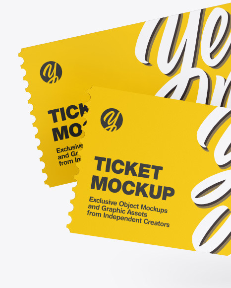 Two Tickets Mockup In Stationery Mockups On Yellow Images Object Mockups