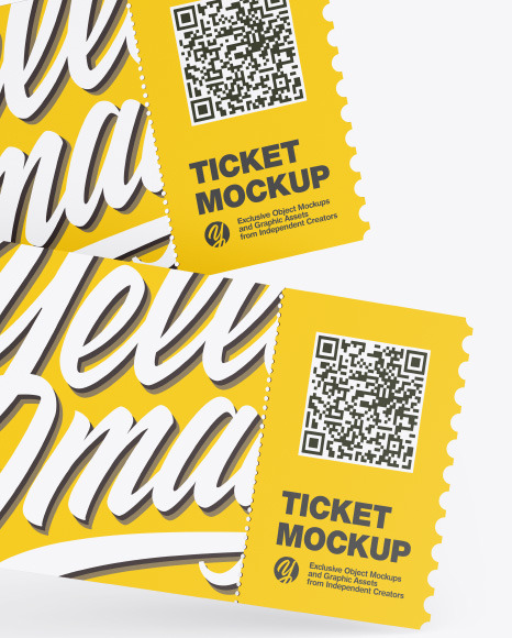 Download Two Tickets Mockup In Stationery Mockups On Yellow Images Object Mockups