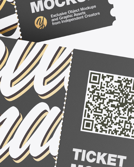 Download Two Tickets Mockup In Stationery Mockups On Yellow Images Object Mockups