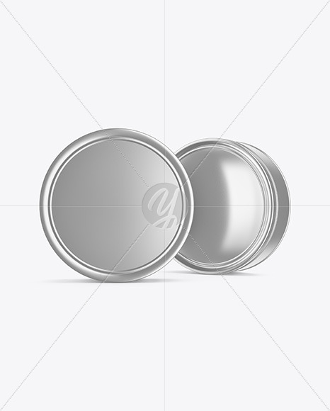 Two Metallic Round Tin Boxes Mockup In Can Mockups On Yellow Images Object Mockups