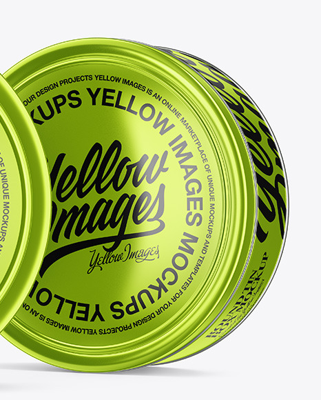 Download Two Metallic Round Tin Boxes Mockup In Can Mockups On Yellow Images Object Mockups PSD Mockup Templates