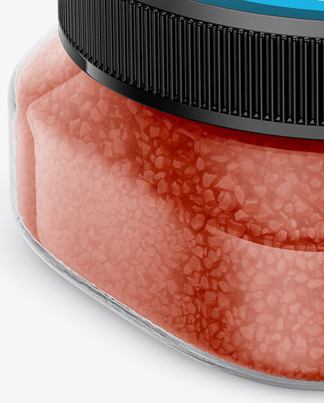 Glass Jar with Sea Salt Mockup   Half Side View (High Angle Shot) PSD #1