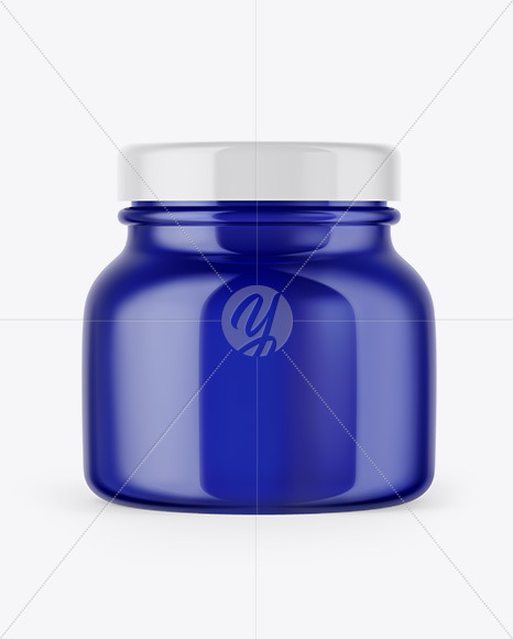 Download Blue Glass Cosmetic Jar Mockup In Jar Mockups On Yellow Images Object Mockups