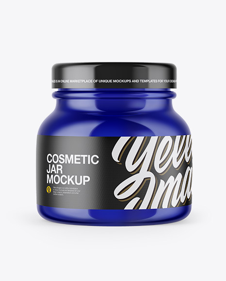 Download Blue Glass Cosmetic Jar Mockup In Jar Mockups On Yellow Images Object Mockups Yellowimages Mockups