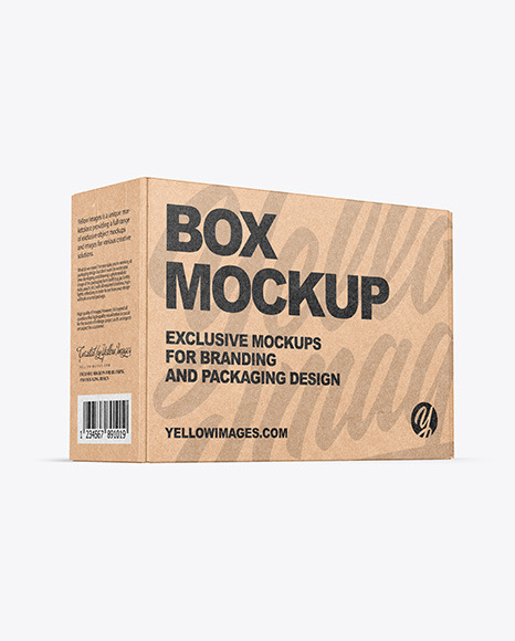 Kraft Box Mockup on Yellow Images Object Mockups