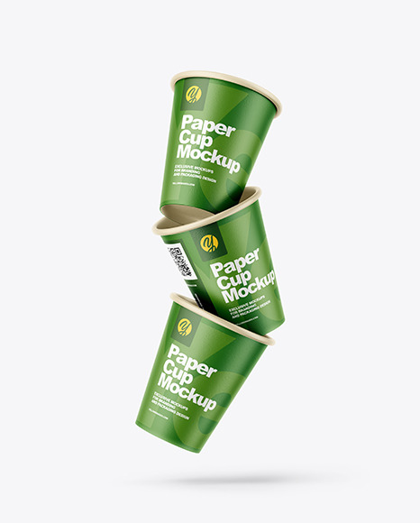 Download Three Paper Cups Mockup In Cup Bowl Mockups On Yellow Images Object Mockups PSD Mockup Templates