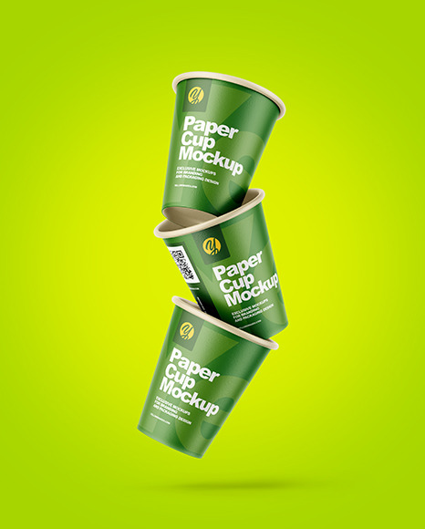 Download Three Paper Cups Mockup in Cup & Bowl Mockups on Yellow Images Object Mockups