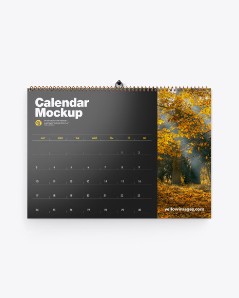 Download Glossy Wall Calendar W Pin Mockup In Stationery Mockups On Yellow Images Object Mockups PSD Mockup Templates