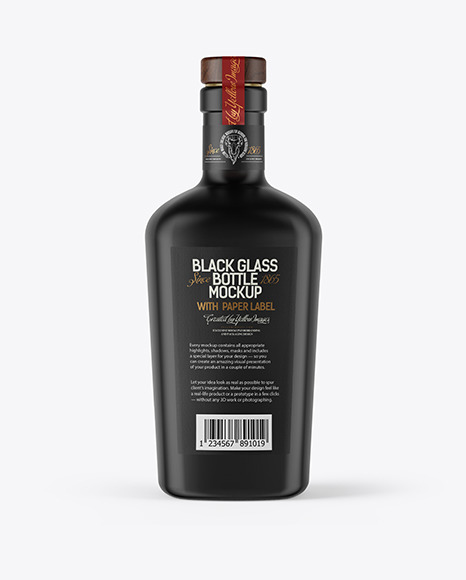 Black Glass Bottle Mockup PSD #3