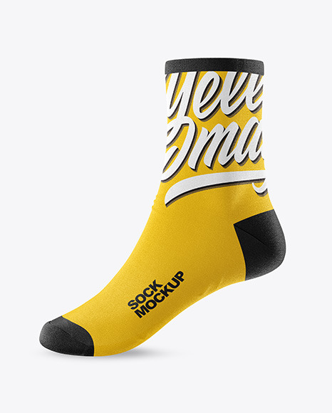 Sock Mockup in Apparel Mockups on Yellow Images Object Mockups