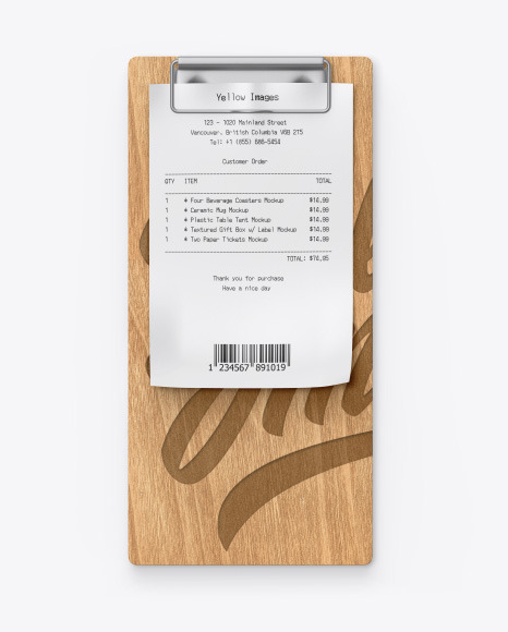 Download Wooden Clipboard W Receipt Mockup In Stationery Mockups On Yellow Images Object Mockups