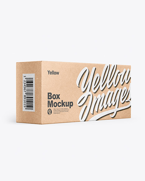 Kraft Box Mockup on Yellow Images Object Mockups