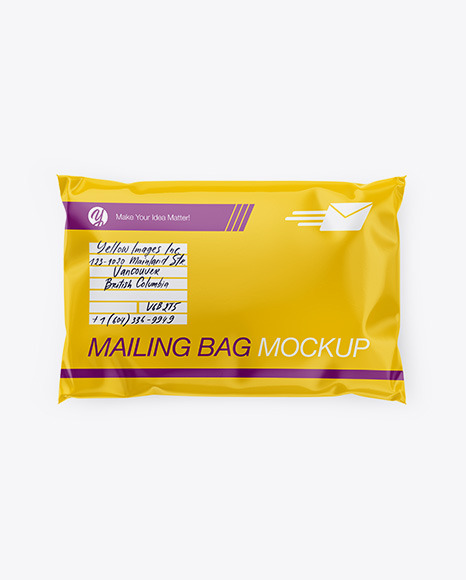 Glossy Mailing Bag Mockup Top View In Bag Sack Mockups On Yellow Images Object Mockups