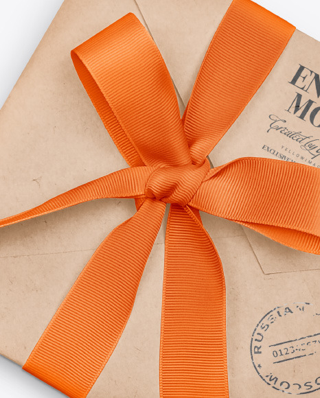 Envelope with Ribbon Mockup – Half Side View PSD #7