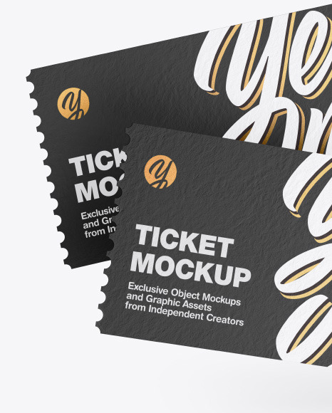 Download Two Textured Tickets Mockup In Stationery Mockups On Yellow Images Object Mockups