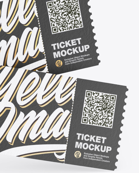 Download Two Textured Tickets Mockup In Stationery Mockups On Yellow Images Object Mockups