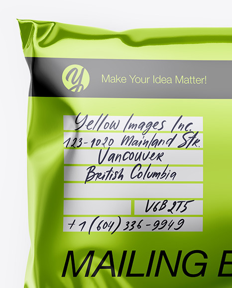 Metallic Mailing Bag Mockup Top View In Bag Sack Mockups On Yellow Images Object Mockups