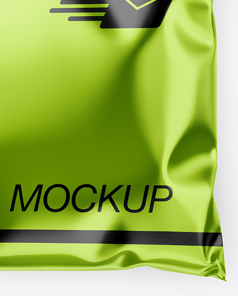 Metallic Mailing Bag Mockup Top View In Bag Sack Mockups On Yellow Images Object Mockups