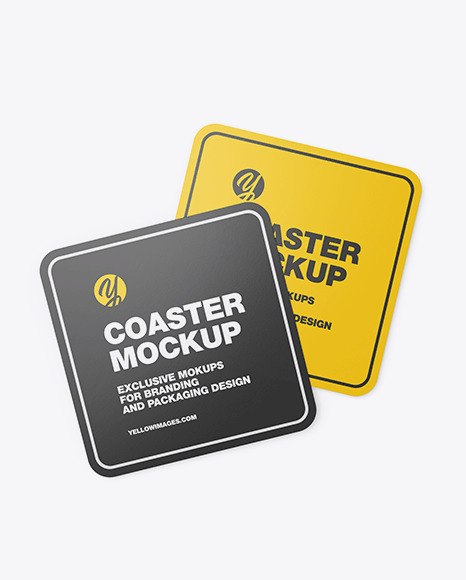 Paper Beverage Coasters Mockup In Stationery Mockups On Yellow Images Object Mockups