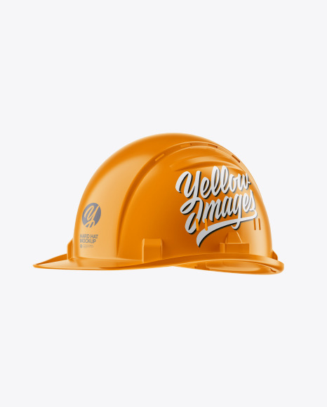 Download Glossy Hard Hat Mockup Half Side View In Apparel Mockups On Yellow Images Object Mockups PSD Mockup Templates