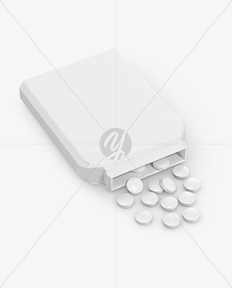 Download Matte Metallic Pills Box Psd Mockup Halfside View High Angle Shot Yellowimages