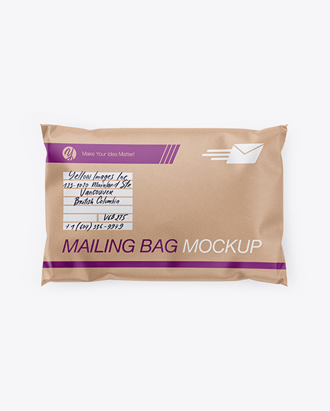 Download Kraft Mailing Bag Mockup Top View In Bag Sack Mockups On Yellow Images Object Mockups PSD Mockup Templates