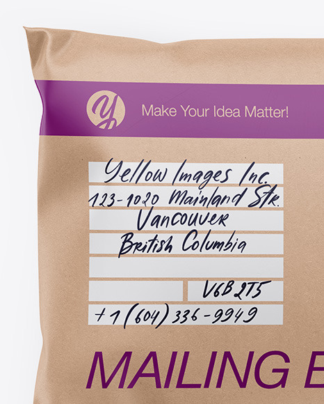 Download Kraft Mailing Bag Mockup Top View In Bag Sack Mockups On Yellow Images Object Mockups