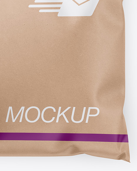 Download Kraft Mailing Bag Mockup - Top View in Bag & Sack Mockups on Yellow Images Object Mockups