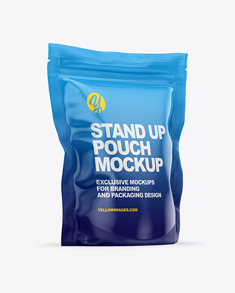 Download Glossy Stand Up Pouch Bag Mockup In Pouch Mockups On Yellow Images Object Mockups