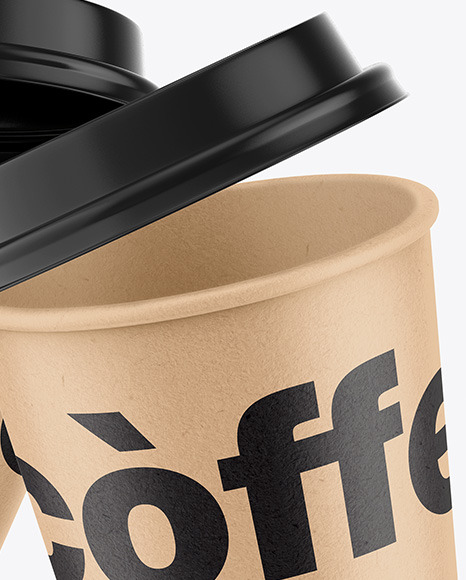 Download Kraft Coffee Cup Mockup In Cup Bowl Mockups On Yellow Images Object Mockups PSD Mockup Templates