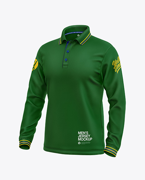 Download Men's Long Sleeve Polo Shirt Mockup in Apparel Mockups on ...