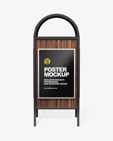 Marketing Rubbish Bin with Poster   Front View PSD #2