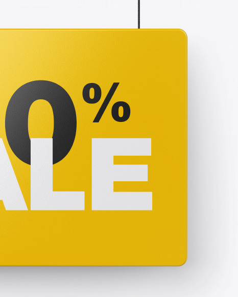 Glossy Discount Sign Mockup In Indoor Advertising Mockups On Yellow Images Object Mockups