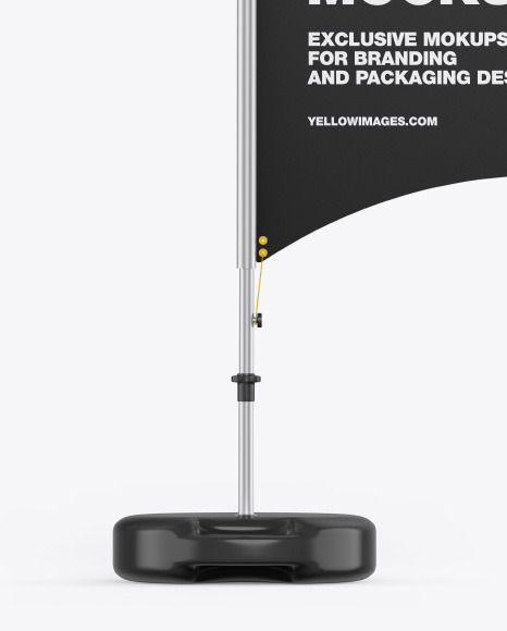 Download Free Matte Convex Flag Mockup In Indoor Advertising Mockups On Yellow Images Object Mockups PSD Mockup Template