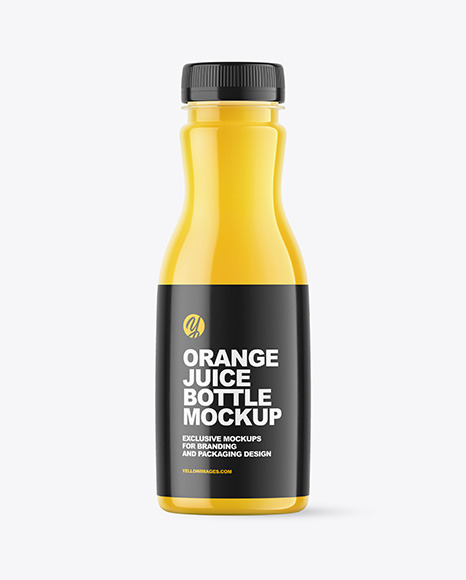 Plastic Bottle With Orange Juice Mockup