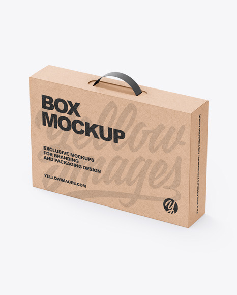 Download Kraft Box With Handle Mockup In Box Mockups On Yellow Images Object Mockups PSD Mockup Templates