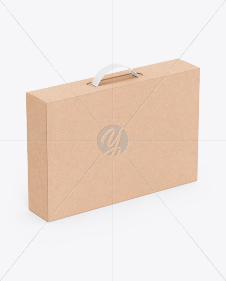 Download Kraft Box With Handle Mockup in Box Mockups on Yellow ...