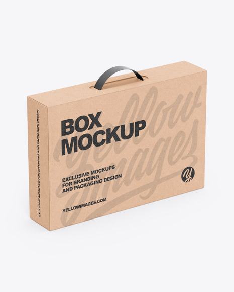 Download Kraft Box With Handle Mockup In Box Mockups On Yellow Images Object Mockups Yellowimages Mockups