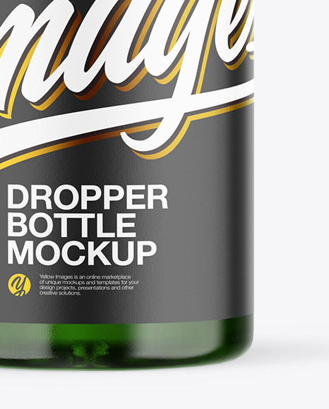 Green Glass Dropper Bottle Mockup