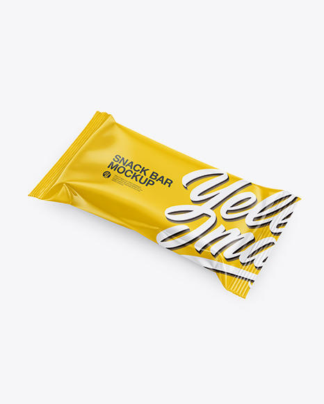 Download Glossy Snack Bar Mockup In Flow Pack Mockups On Yellow Images Object Mockups Yellowimages Mockups