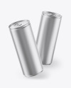 Two Matte Metallic Drink Cans Mockup