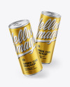 Two Matte Metallic Drink Cans Mockup