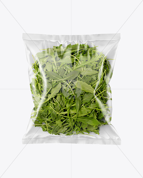 Download Plastic Bag With Rucola Salad Mockup In Bag Sack Mockups On Yellow Images Object Mockups