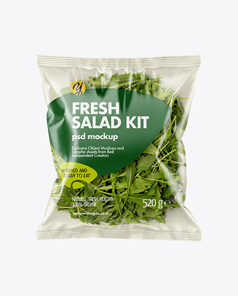 Plastic Bag With Rucola Salad Mockup