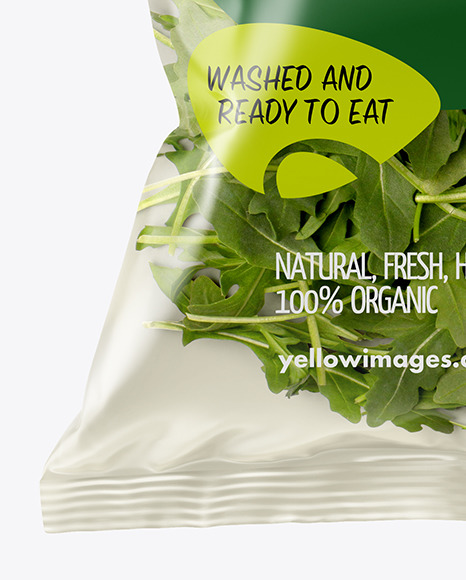 Plastic Bag With Rucola Salad Mockup