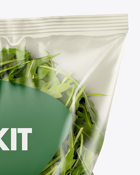 Download Plastic Bag With Rucola Salad Mockup In Bag Sack Mockups On Yellow Images Object Mockups PSD Mockup Templates