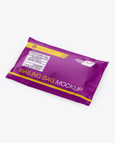 Download Matte Mailing Bag Mockup - Half Side View in Object Mockups on Yellow Images Object Mockups