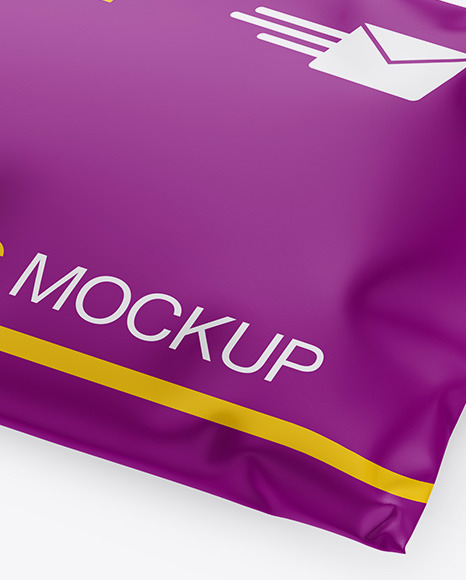 Download Matte Mailing Bag Mockup Half Side View In Object Mockups On Yellow Images Object Mockups PSD Mockup Templates