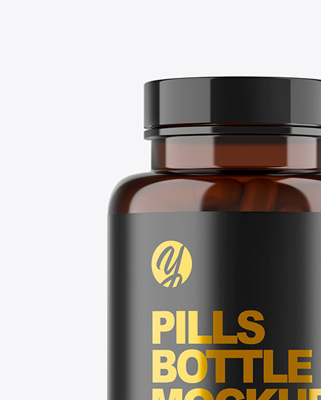 Amber Pills Bottle Mockup PSD #1